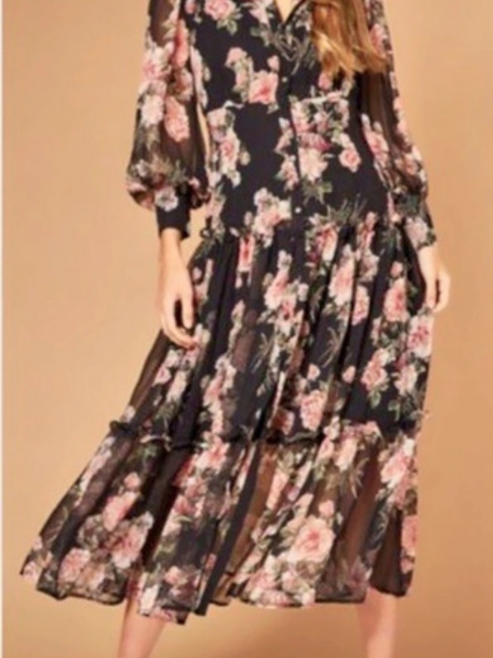 Anthropologie Bardot Nadia Floral Tiered Maxi Dress